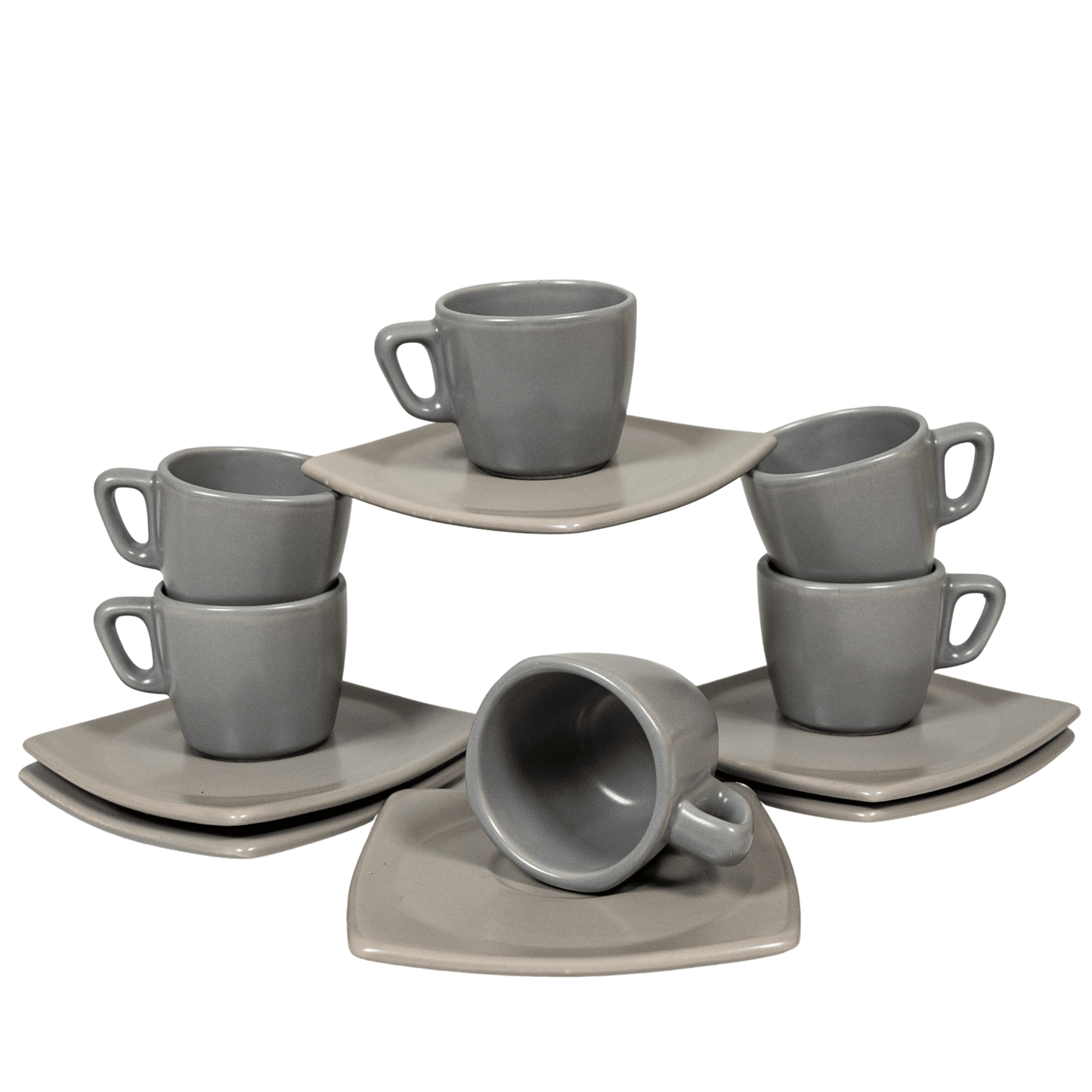 Set mit 6 Espressotassen und Untertassen, mattsilbergrau, 80 ml