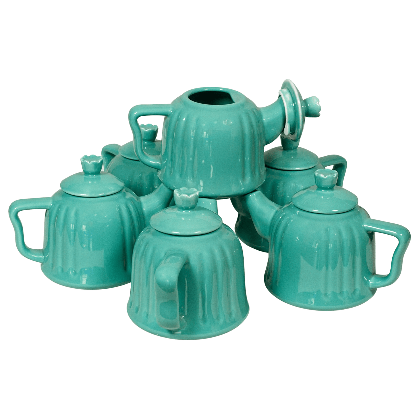 Set mit 6 türkisfarbenen Teekannen mit Deckel, 400 ml, Aqua