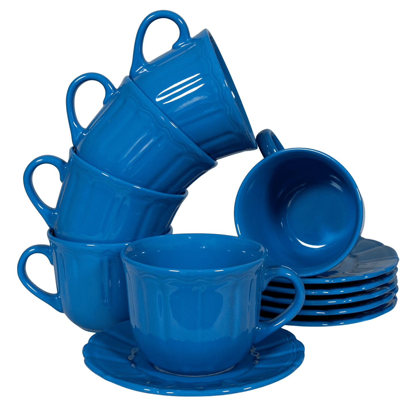 Set 6 tazze con piattino Royal Blue, 450 ml