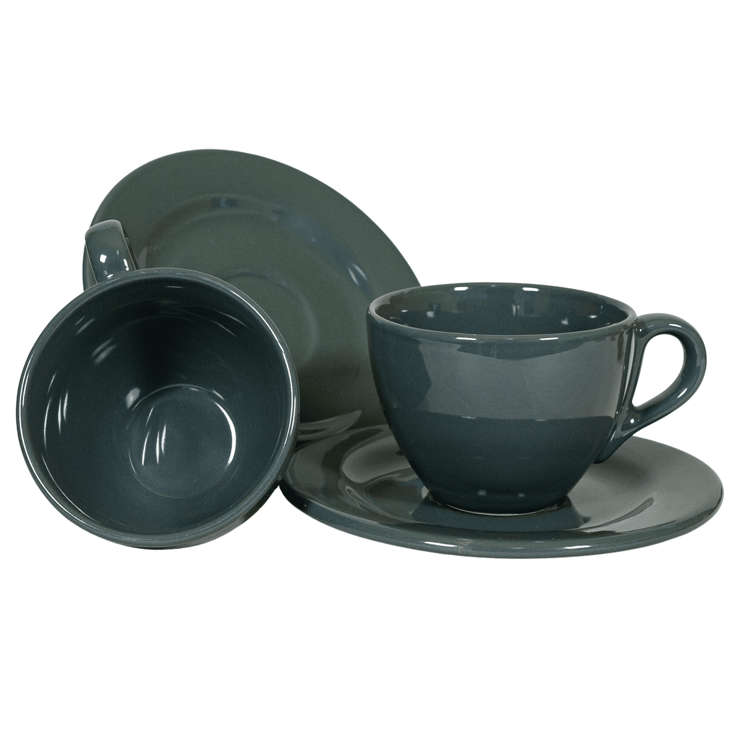 Ceasca cu farfurie pentru cafea Gri Inchis, 160 ml