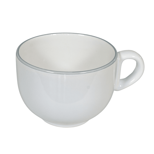 Tazza bianca artica con bordo grigio argento, 450 ml