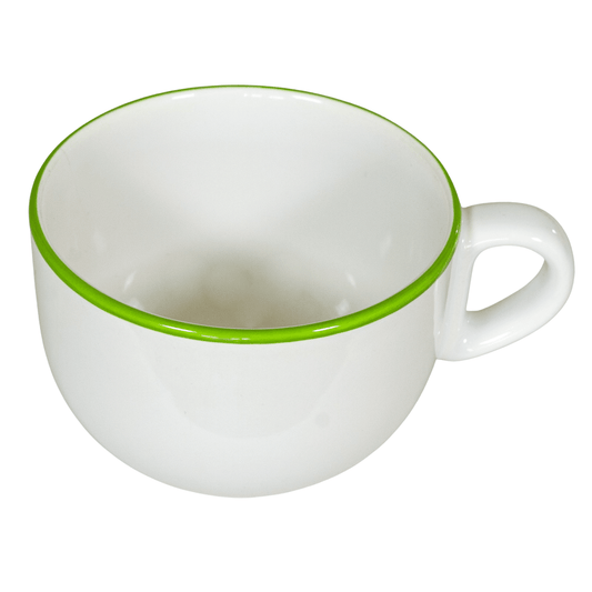 Tazza Arctic White con bordo verde Mar, 450 ml