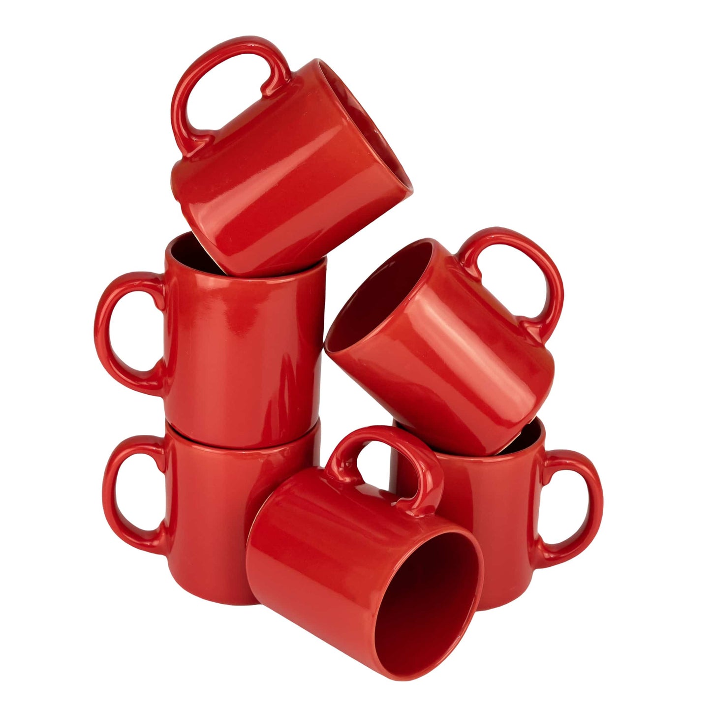 Set di 6 tazze rosso lucido, 300 ml