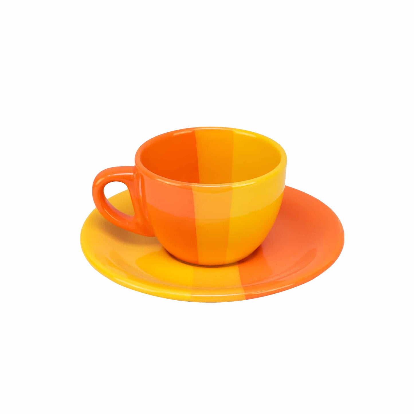 Set 6 tazze con piattino 170 ml, Giallo/Arancio