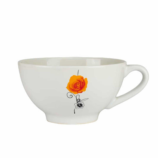 Tazza Bianca Lucida con Rosa Gialla, 700 ml