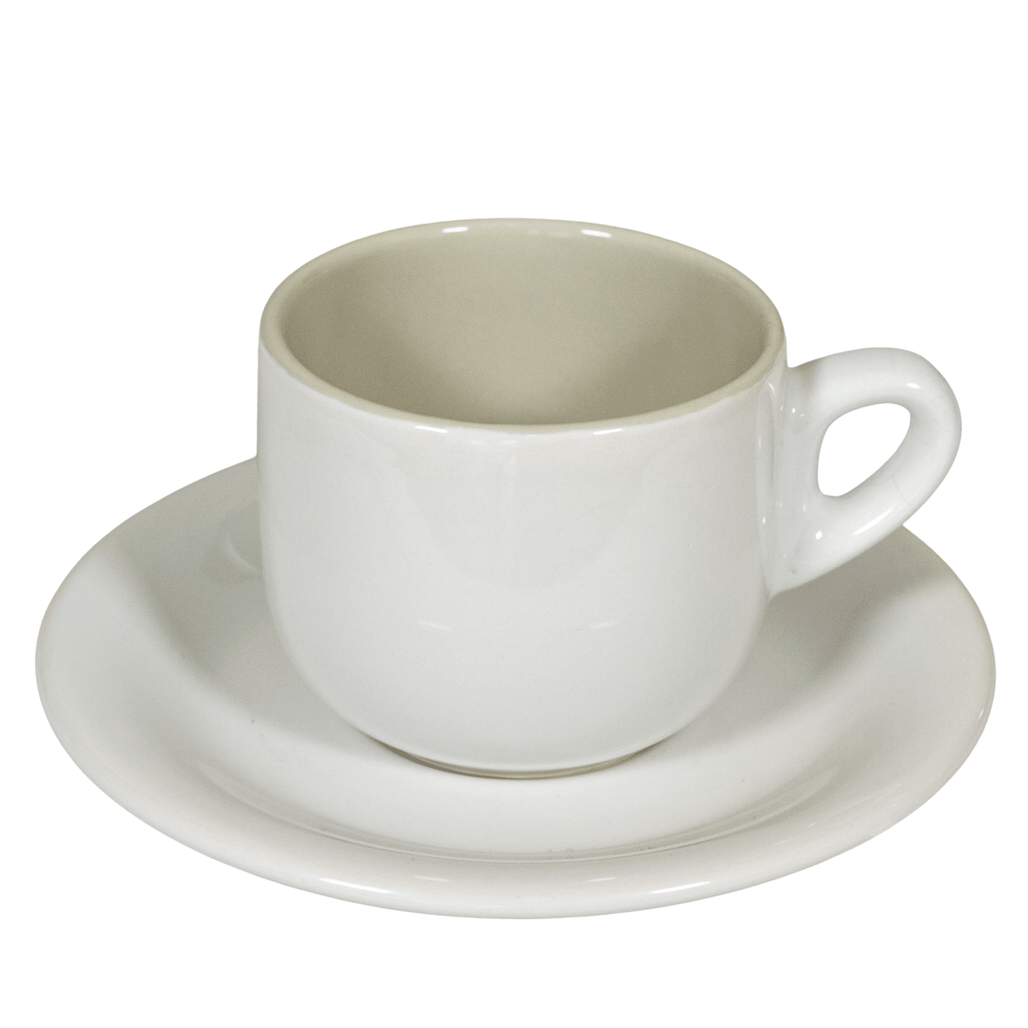 Tasse mit Untertasse Weiß mit grauer Innenseite, 220 ml