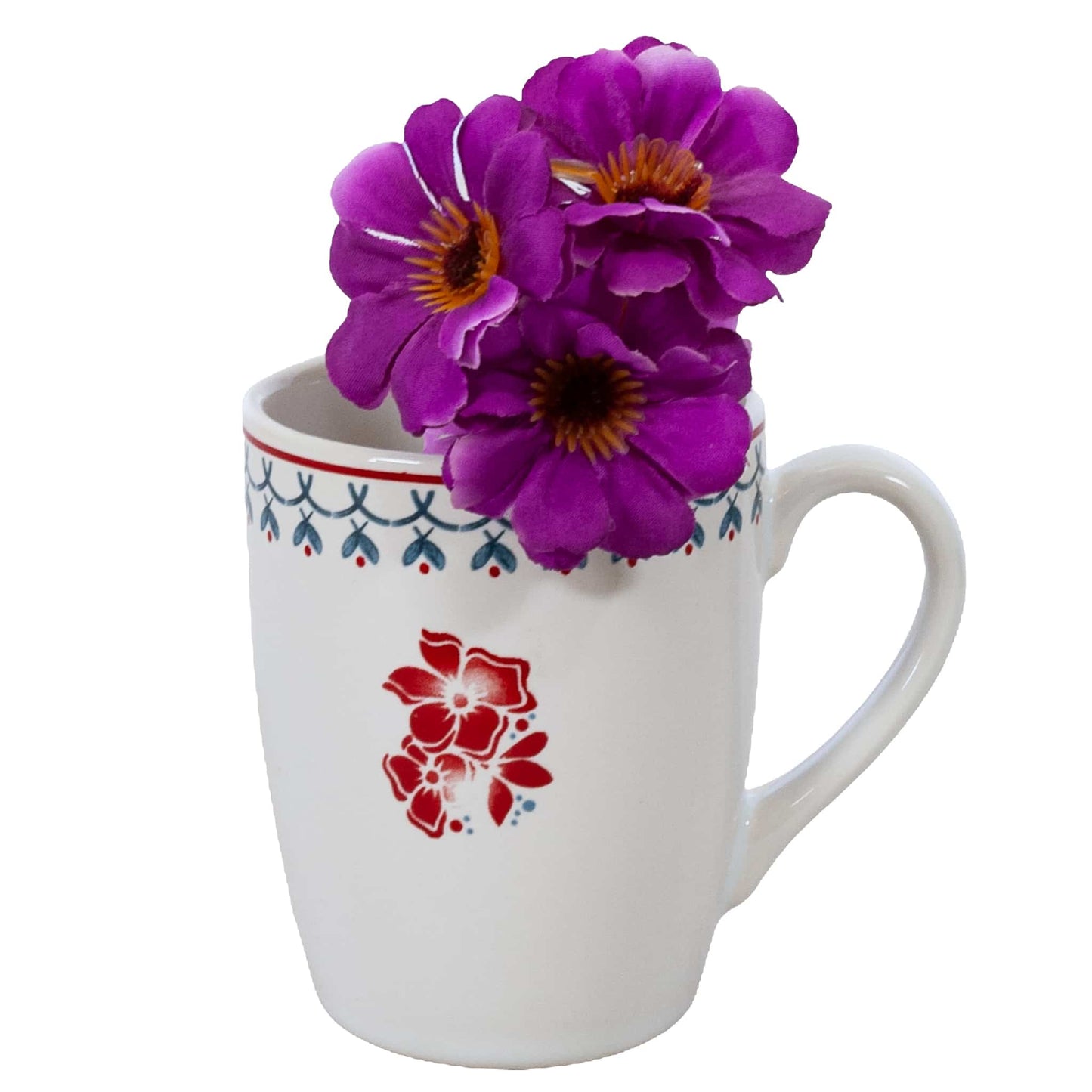 Arktischer weißer Becher mit Blumendekor, 300 ml