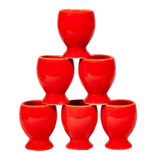 Set mit 6 leuchtend roten Eierhaltern, 6 cm