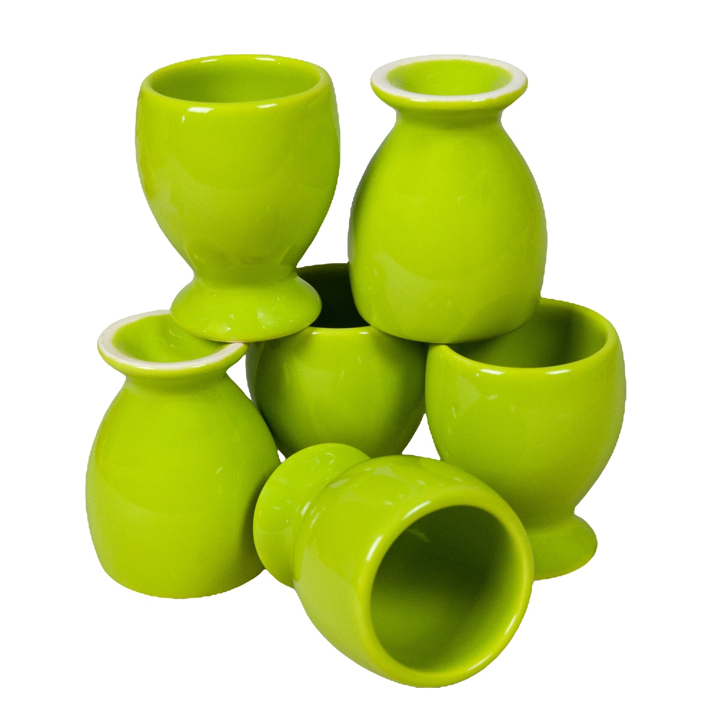 Set of 6 Green Electric egg holders, 6 cm