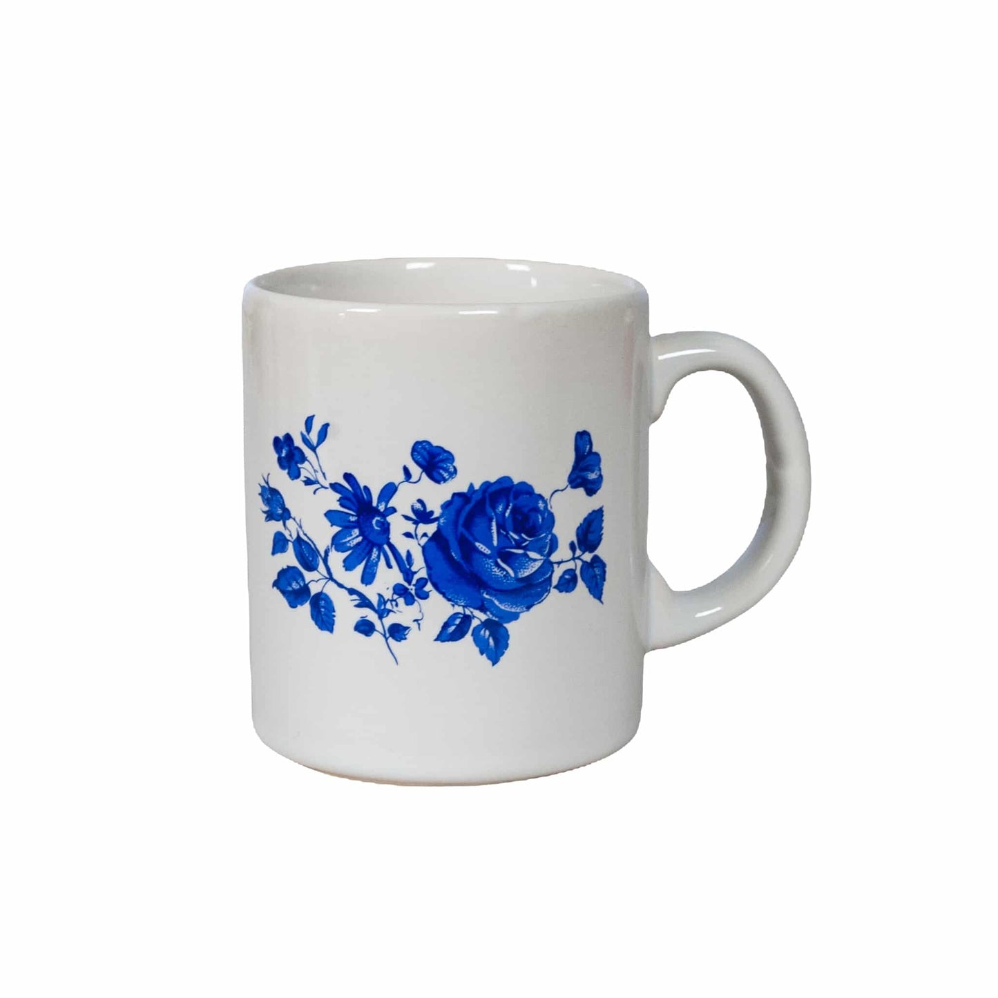 Arktischer weißer Becher mit blauem Rosendekor, 260 ml