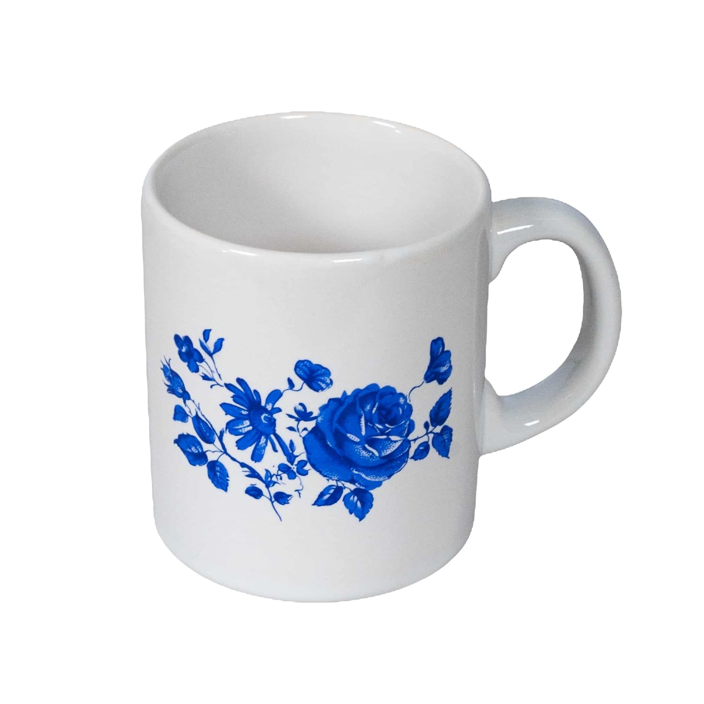 Arktischer weißer Becher mit blauem Rosendekor, 260 ml