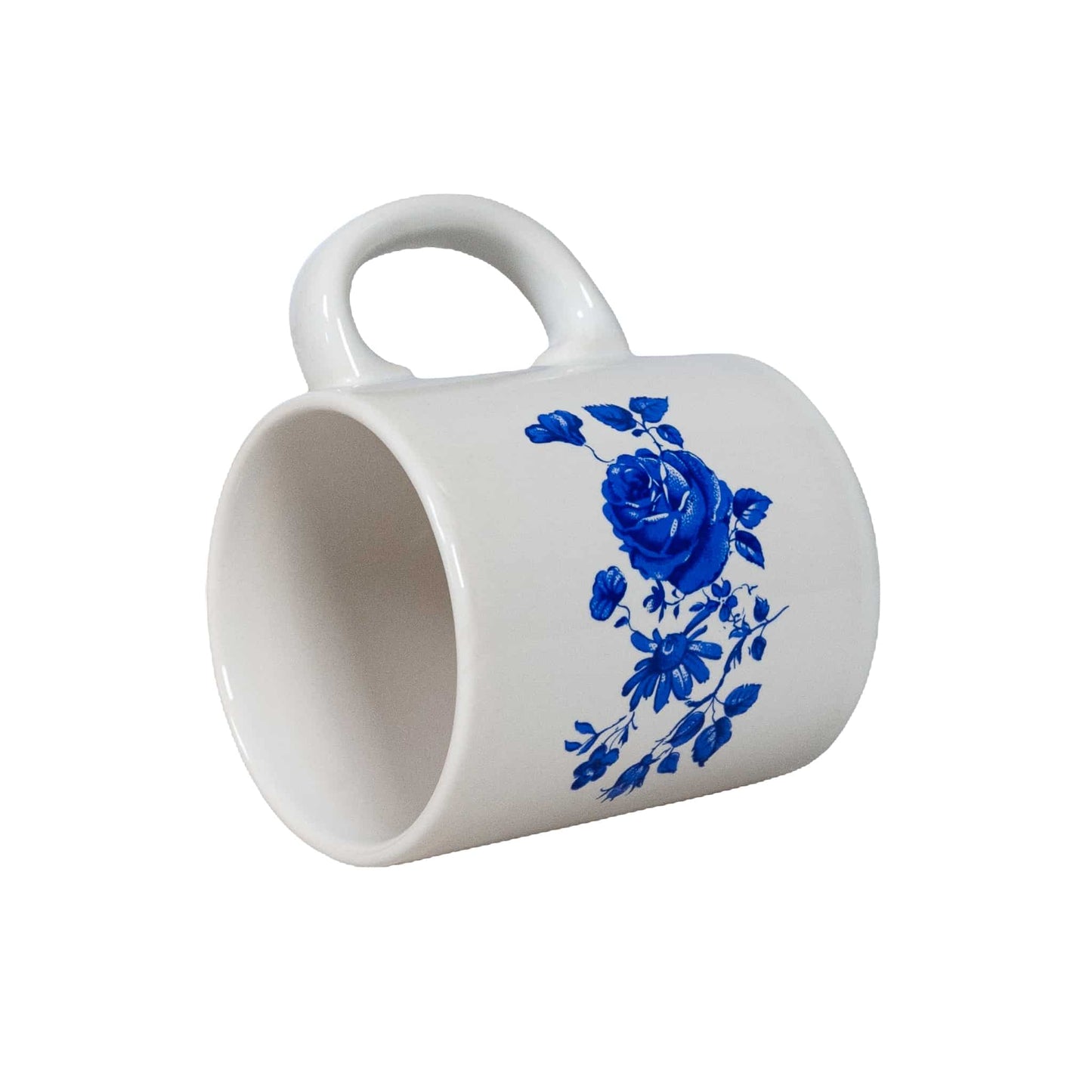 Arktischer weißer Becher mit blauem Rosendekor, 260 ml