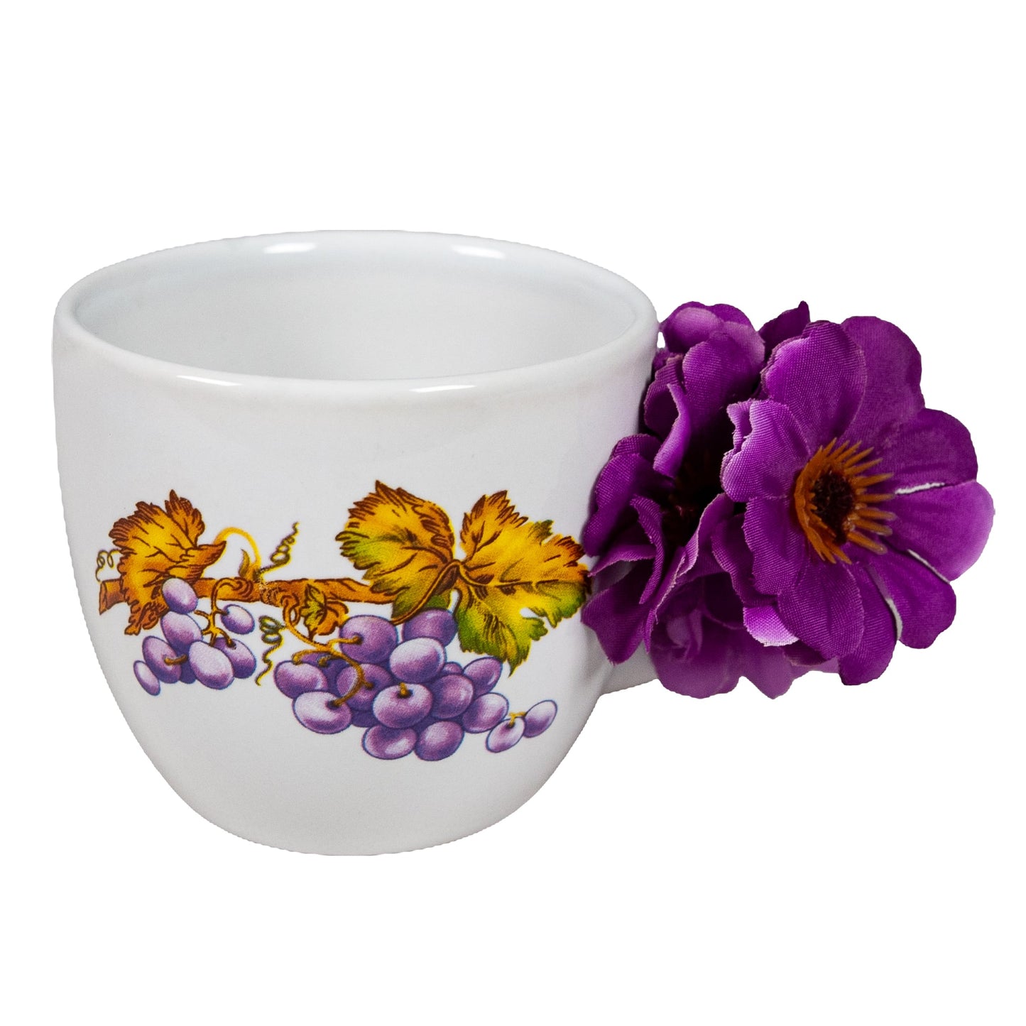 Tazza Arctic White con decoro uva, 200 ml