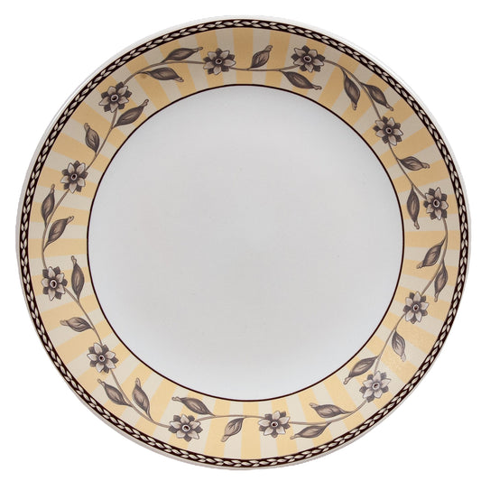 Dessert plate with leaves and flowers, 19.5 cm, Pure White with brown band