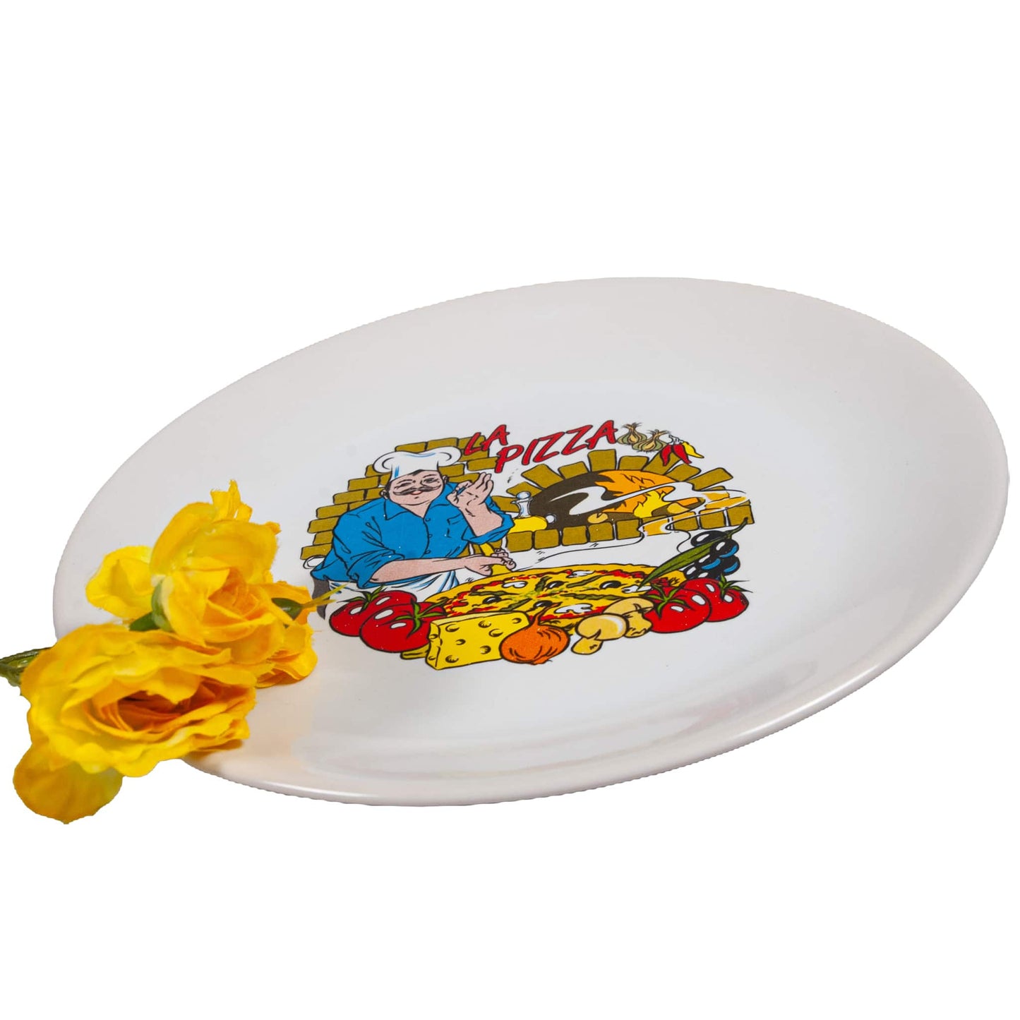 Dessert plate with pizza chef decoration, 19.5 cm, Pure White