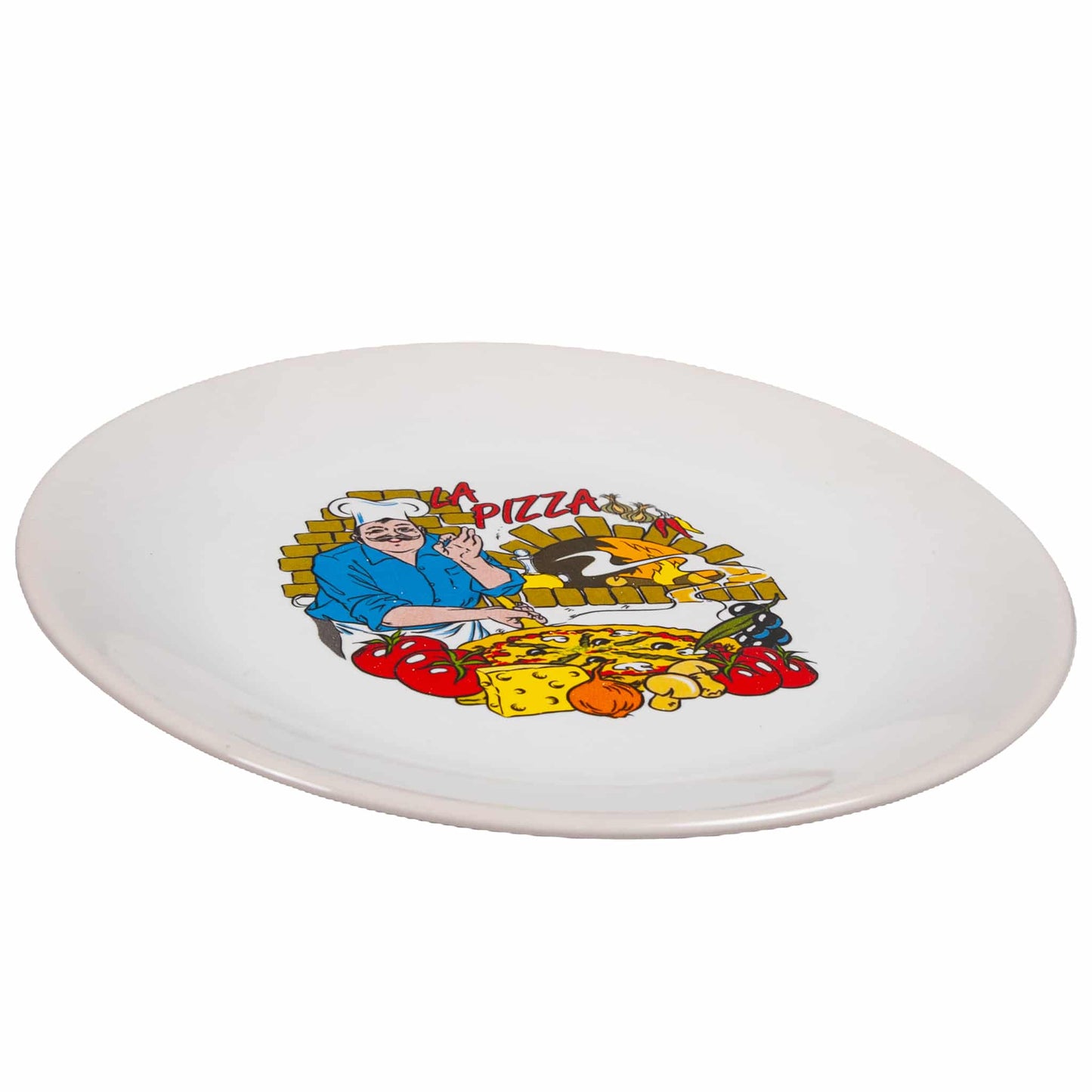 Dessert plate with pizza chef decoration, 19.5 cm, Pure White