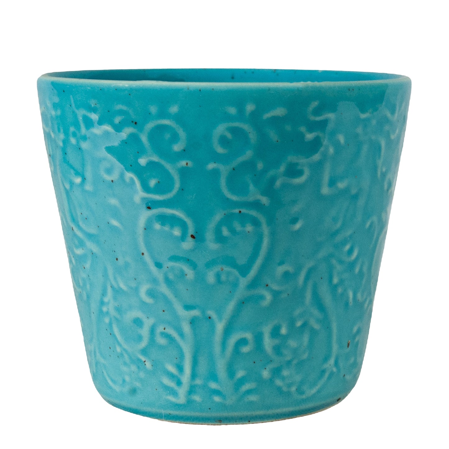 Azték elemekkel domborműves edény, 10 cm, Aqua Pigmented Türkiz