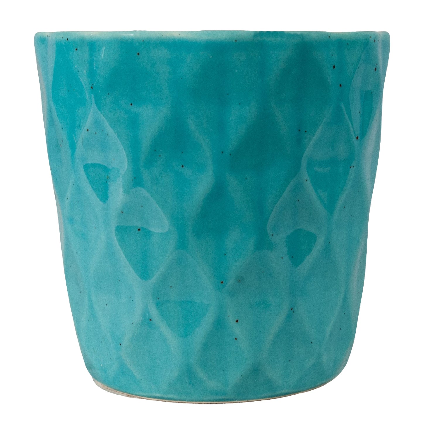 Pot decorated in relief with the shape of small diamonds, 12 cm, Aqua Pigmented Turquoise