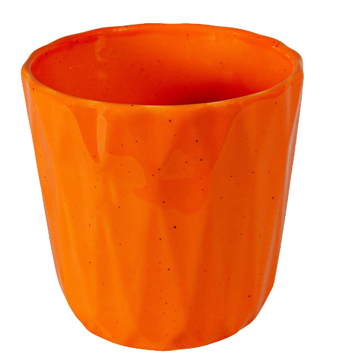 Pot 12 cm Orange decorated in relief with a diamond shape, Tropical Pigmented