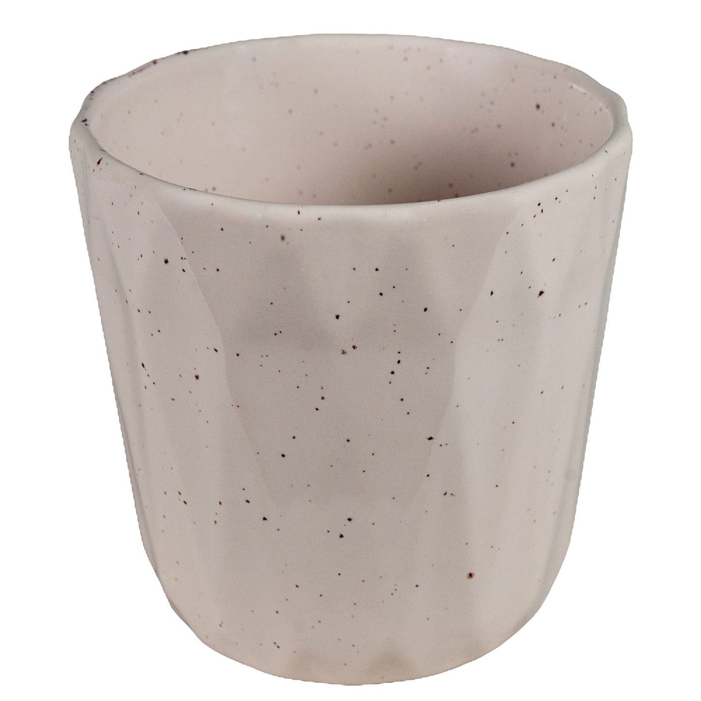 Pink pot decorated in relief with a diamond shape, 12 cm, Pigmented Powder