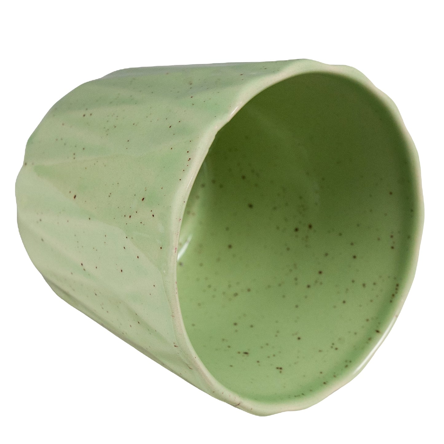 Sage Green Pot Pigmentált gyémánt alakú domborművel díszítve, 12 cm