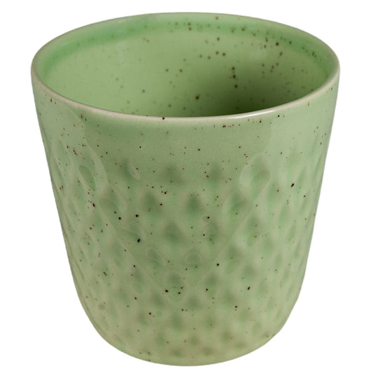 Sage Green Pot Pigmentált, domborműves kis rombuszokkal díszítve, 12 cm