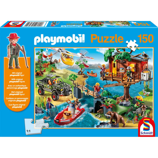 Puzzle Schmidt: playmobil - Casa del árbol, 150 piezas + Regalo: figura playmobil