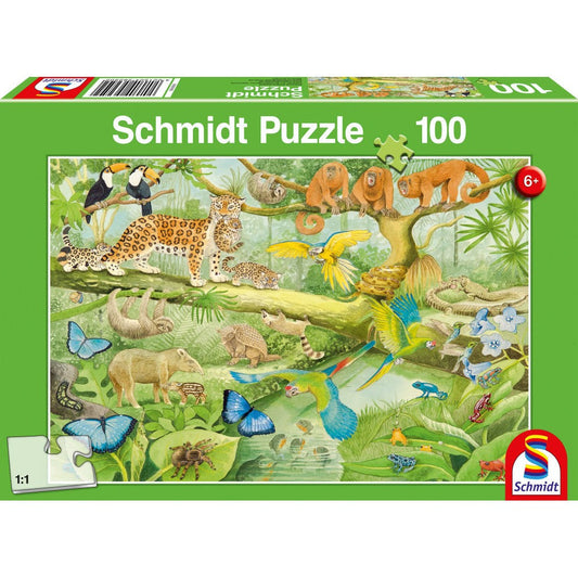 Puzzle Schmidt: Animales de la selva, 100 piezas