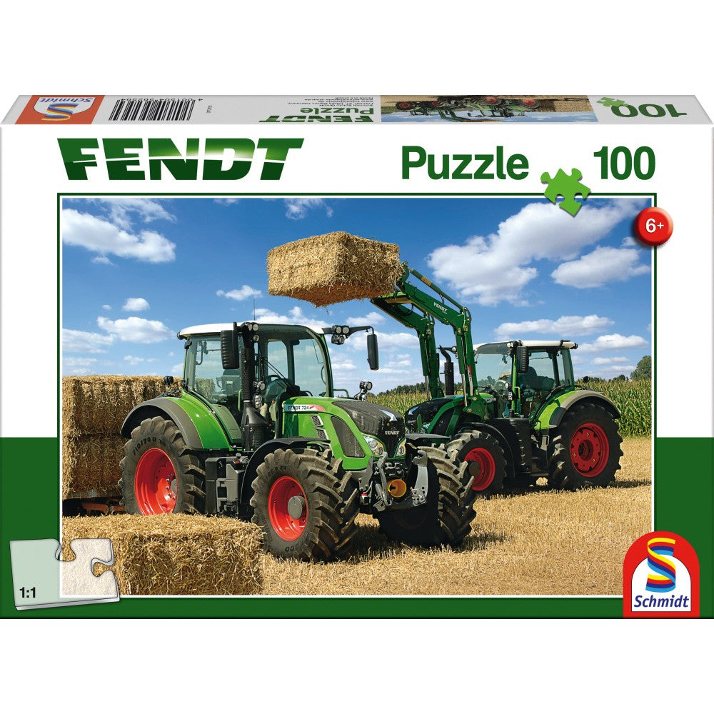 Rompecabezas Schmidt: Fendt - Fendt 724 Vario, Fendt 716 Vario Cargador frontal Fendt Cargo, 100 piezas