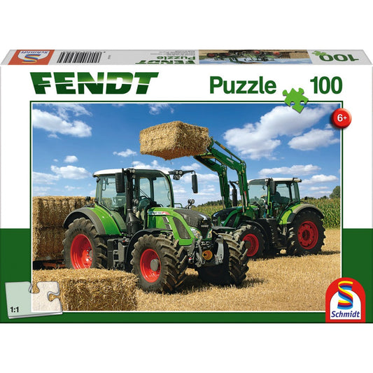 Rompecabezas Schmidt: Fendt - Fendt 724 Vario, Fendt 716 Vario Cargador frontal Fendt Cargo, 100 piezas