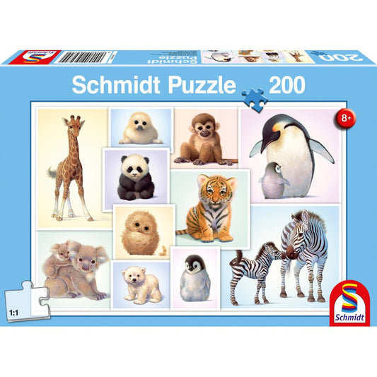 Puzzle Schmidt: crías de animales salvajes, 200 piezas