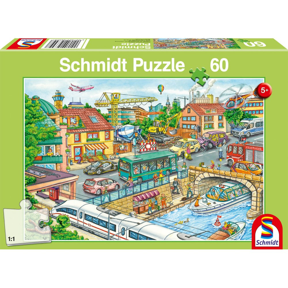 Puzzle Schmidt: vehículos y tráfico, 60 piezas