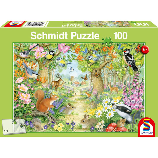 Puzzle Schmidt: Animales en el bosque, 100 piezas