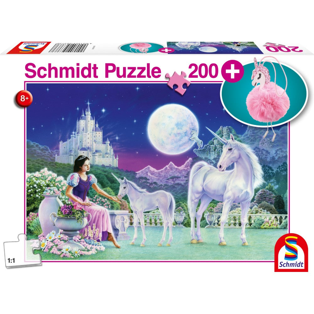 Puzzle Schmidt: Unicornio, 200 piezas + Regalo: más llavero