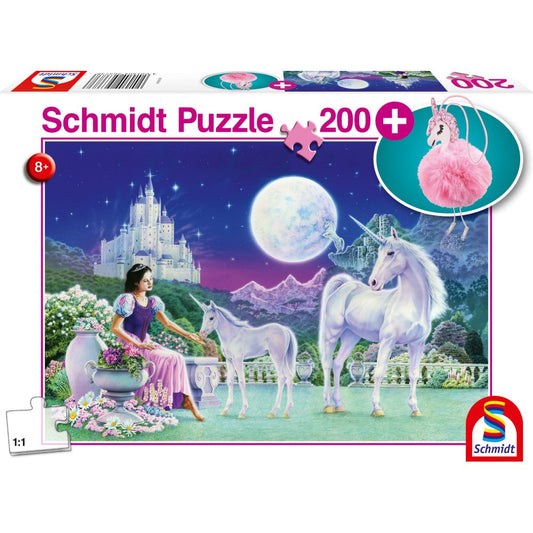 Puzzle Schmidt: Unicornio, 200 piezas + Regalo: más llavero