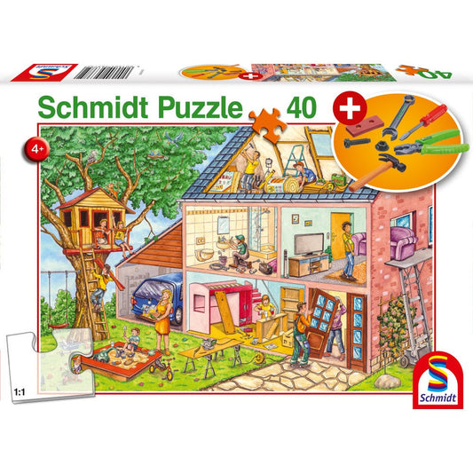 Puzzle Schmidt: Bueno en todo, 40 piezas + Regalo: herramientas