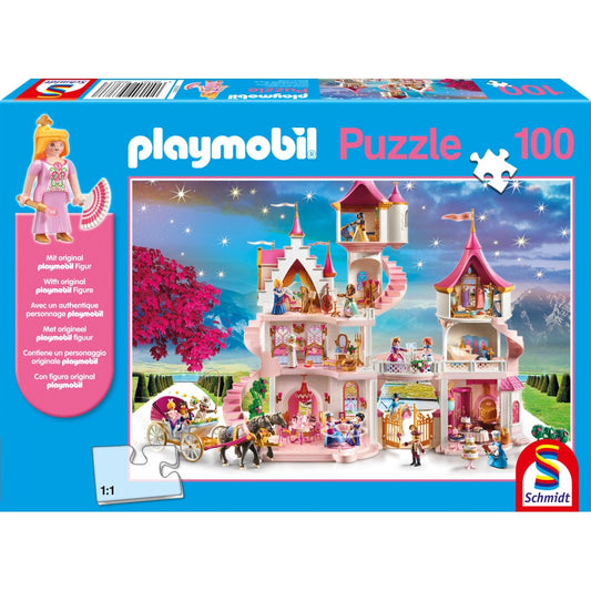 Puzzle Schmidt: playmobil - Castillo de la princesa, 100 piezas + Regalo: figura playmobil