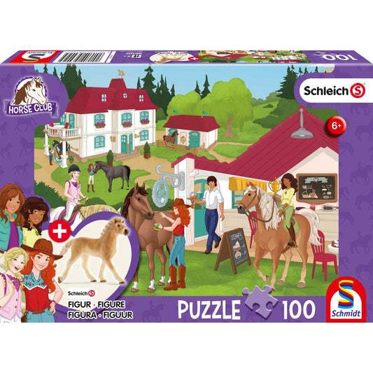 Puzzle Schmidt: Schleich - Horse Club: Establos, 100 piezas + Regalo: figuras de animales