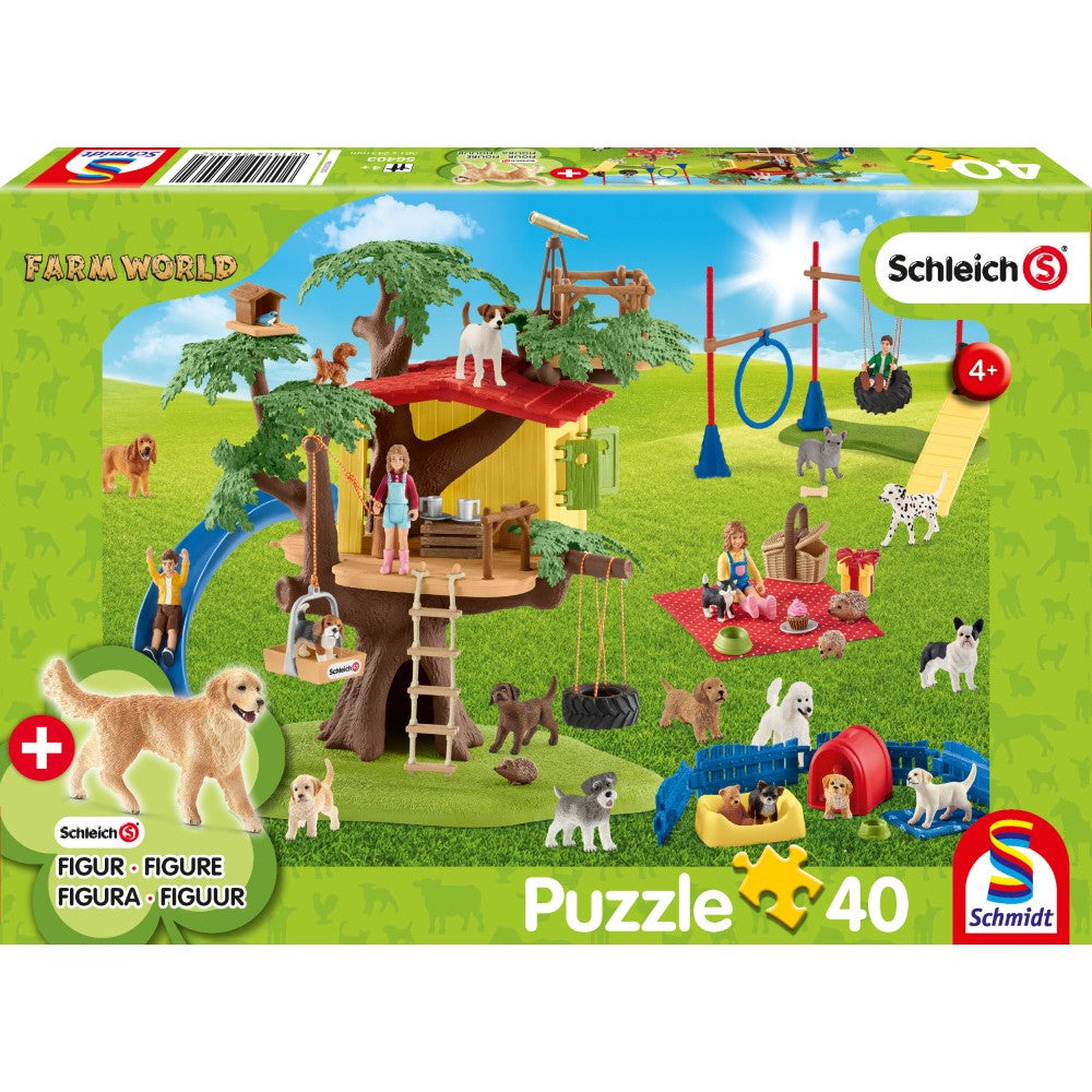 Puzzle Schmidt: Schleich - Farm World: Amigos felices, 40 piezas + Regalo: figuras de animales