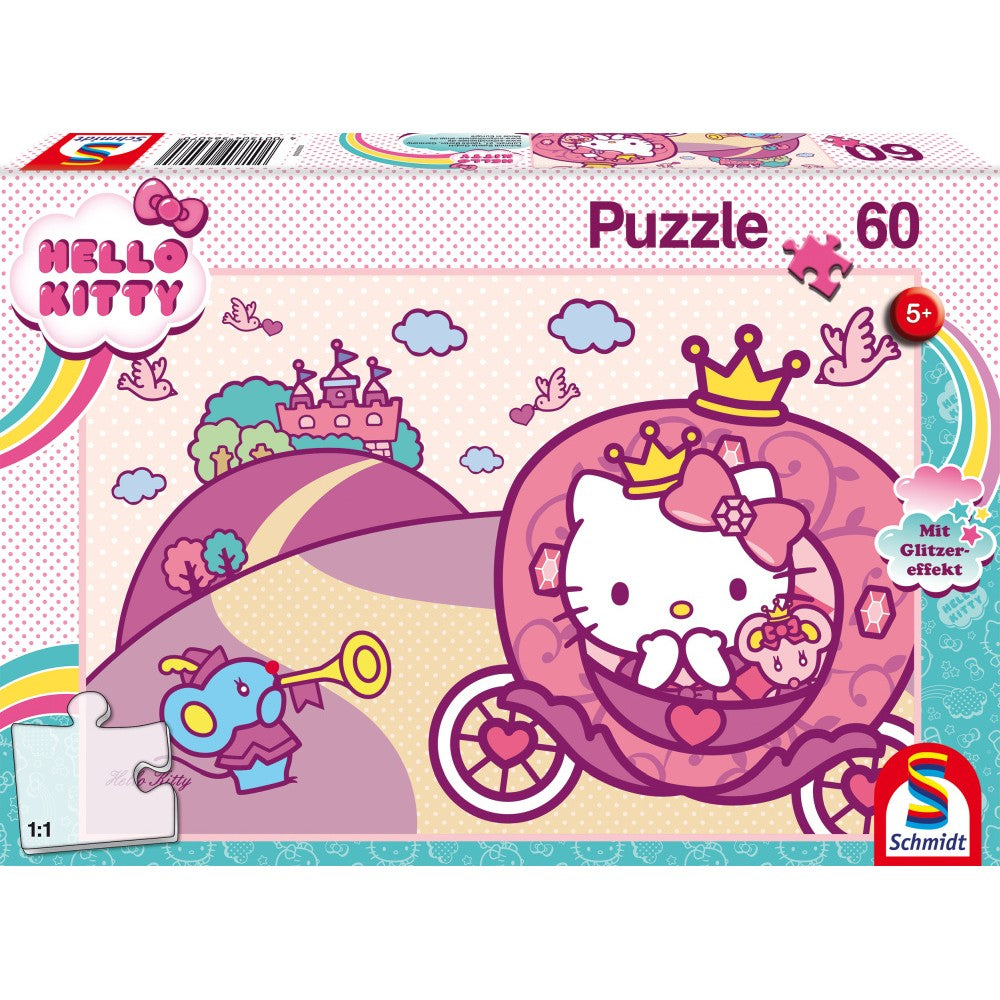 Puzzle Schmidt: Hello Kitty - Princesa Kitty, 60 piezas + Regalo: efectos de purpurina