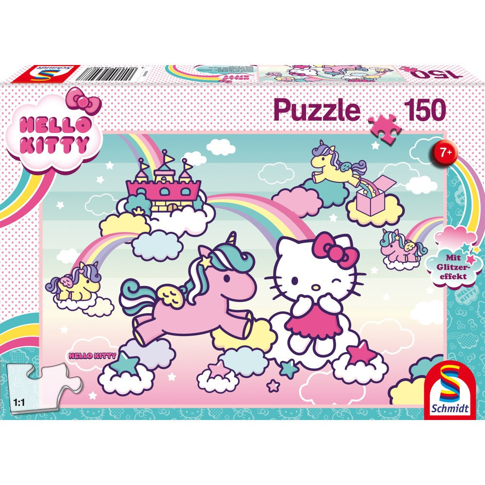 Schmidt puzzle: Hello Kitty - Kitty's unicorn, 150 pieces + Gift: glitter effects