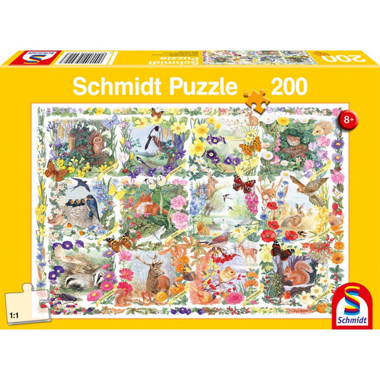 Schmidt puzzle: Évszakok virágokkal és állatokkal, 200 darab