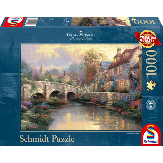 Puzzle Schmidt: Thomas Kinkade - Junto al viejo puente de piedra, 1000 piezas