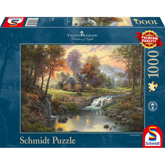 Puzzle Schmidt: Thomas Kinkade - Cabaña en la montaña, 1000 piezas