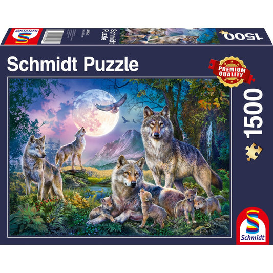 Puzzle Schmidt: Familia de lobos, 1500 piezas