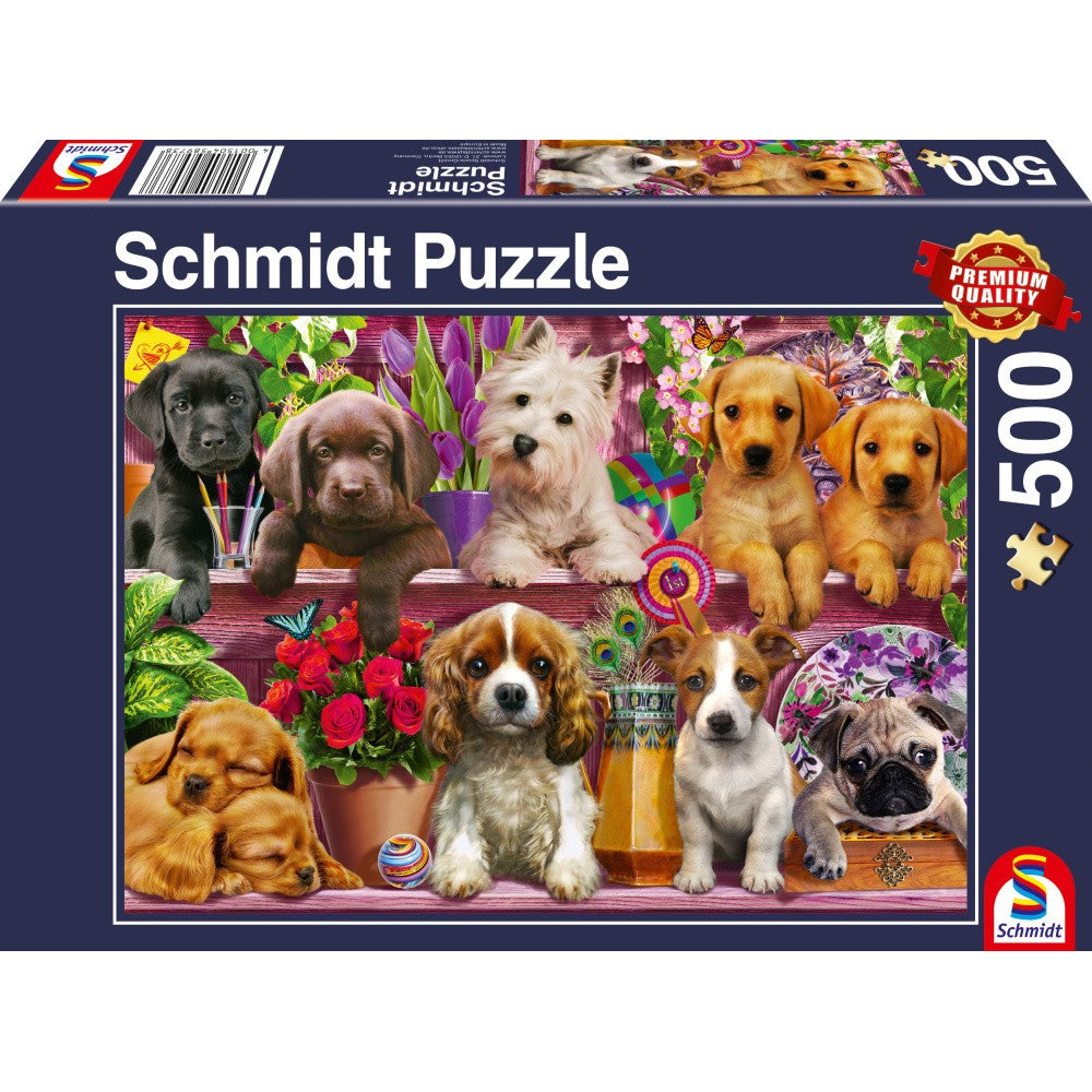 Puzzle Schmidt: Perros en la estantería, 500 piezas