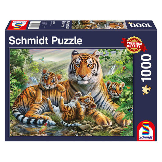 Puzzle Schmidt: El tigre y sus cachorros, 1000 piezas