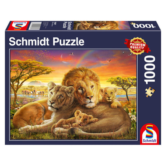 Puzzle Schmidt: Familia de leones abrazados, 1000 piezas