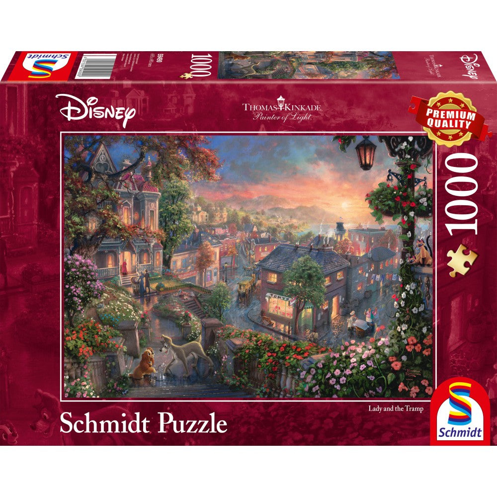 Puzzle Schmidt: Thomas Kinkade - Disney - La dama y el vagabundo, 1000 piezas