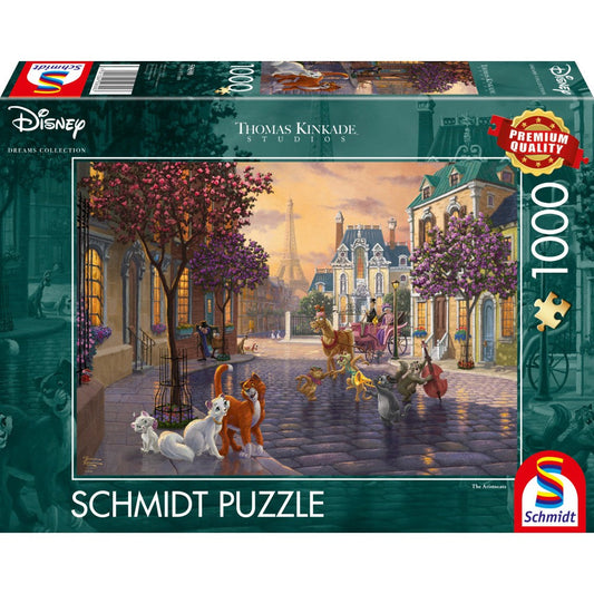 Puzzle Schmidt: Thomas Kinkade - Disney - Los gatos aristocráticos, 1000 piezas